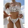 Nueva colección 2026 de trajes de baño de dos piezas estilo europeo y americano con top tubular estampado, bikini sexy, para exportación, adecuados para usar en la playa y en aguas termales