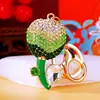 Llavero de Tulipan con Diamantes Completos para Coche para Mujeres, Colgante Creativo para Bolso Estilo Coreano, Anillo de Llavero de Metal, Pequeño Regalo al por Mayor