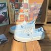 Zapatillas deportivas informales para mujer, color macarrón, transpirables, de lona y con plataforma, color blanco, para verano, 2023