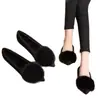 Sapatilhas Femininas Bico Fino, Sapatos Femininos, Novos Sapatos Peludos Femininos 2025, Sapatilhas Femininas de Veludo para Inverno, Sapatos de Algodão com Decote