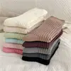 Calcetines de Punto Grueso de Color Sólido Otoño Nuevo Youjiaxiu Calcetines Holgados de Moda Ins Calcetines de Algodón de Doble Aguja de Tubo Medio Calcetines Macaron para Mujer