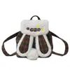 Mochila Infantil Inverno Nova Coelho Fofo Casual Pequena Mochila Família Tendência Xadrez Multiuso Bolsa Transversal