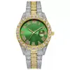 Reloj de Pulsera para Hombre con Esfera Redonda de Pedrería, Cuarzo, Aleación con Pedrería Incrustada, Calendario, Números Romanos, Correa de Acero, Reloj de Pulsera, Suministro Exclusivo Transfronterizo