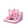 Trampolín inflable de bodas rosa para fiestas al aire libre en el césped, trampolín saltarín para niños con tobogán y área de juegos