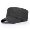 Gorra Plana de Ala Corta para Hombre de Mediana Edad y Anciano, Gruesa, Cortavientos, Cálida, para Exteriores, de Algodón Cálido