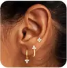 Brincos de Moda Elegantes Europeus e Americanos Transfronteiriços Mais Vendidos com Galvanoplastia de Latão Dourado Real Conjunto de Brincos Versátil para Mulheres de Alto Padrão