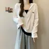 Sudadera con capucha de talla grande con textura de hoyo, estilo dos piezas falsas, para mujer, Otoño 2025, nueva, holgada, efecto adelgazante, manga larga para mujer