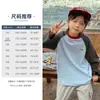 Roupas Infantis Camiseta de Manga Longa 100% Algodão para Meninos 2026 Outono Novo Estilo Tops de Cores Contrastantes para Crianças Roupas Casuais de Primavera e Outono para Crianças Maiores