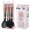 Utensilios de cocina de silicona con diseño de mármol, aptos para el hogar, con estante de almacenamiento, cuchara de cocina resistente a altas temperaturas de grado alimenticio, juego de 7 piezas