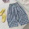 [En Stock] 26 Nuevos Conjuntos de Verano para Niñas: Top de tirantes con bordado de estrella de mar y Pantalones a cuadros de algodón, lino y seda helada