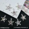 Colgante Versátil de Estrella de Cinco Puntas Hueca con Pedrería, Dijes Pequeños para Pendientes, Pulseras, Collares Hechos a Mano con Cuentas, Accesorios de Aleación