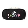 Estojo de Lápis Snoopy Preto e Branco Impressão de Nova Animação Envolvendo Homens e Mulheres Estudantes Lona Grande Capacidade Bolsa para Material Escolar