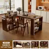Mesa isla de madera maciza color nogal 2025 nueva mesa de bar integrada para sala de estar mesa de té mesa central multifuncional retráctil