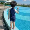 Roupa de Banho Infantil Masculina 2026 Roupas Infantis Novo Maiô Peça Única Roupa de Banho Infantil Maiô Masculino Bebê Manga Longa com Zíper