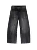 Calça jeans masculina estilo retrô americano com estampa de bambu e pernas curvas, apresentando um design solto e de perna larga, perfeita para um look de street style, e uma calça casual moderna de perna reta para o outono