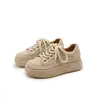 Zapatos de vestir de cuero de vaca de primera capa para mujer, con bloques de color, plataforma de suela gruesa, que aumentan la altura, zapatillas casuales versátiles, nuevo estilo de otoño