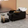 Sillón de peluquería para peinar el cabello Cama para lavar el cabello Cama para el cuidado del cabello Peluquería para hombres Cama para lavar el cabello Estilo de celebridad de internet Sillón semi-reclinable Lavabo profundo Cama para shampoo