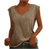 En Stock Amazon Verano Europeo y Americano Color Sólido Manga Corta Cuello en V Casual Holgado Camiseta sin Mangas Camiseta de Manga Corta para Mujer