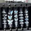 Anillo de Mariposa Líquido Frío con Degradado Azul Glaciar Guofeng para Mujer, Lujo Ligero, Estilo Frío, Dulce, Fresco, Moda, Anillo para Dedo