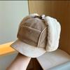 Sombrero Lei Feng de pana gruesa y lana de cordero para combinar con todo, para hombre y mujer, invierno, estilo coreano, ciclismo, orejeras, resistente al viento, sombrero de piso para mujer