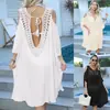 Ropa de playa sin espalda de venta caliente europea y americana, Cubretraje hombros descubiertos, Encaje tejido a mano, Vestido sexy de pico profundo, Vestido de playa con cordones