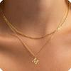Amazon Transfronterizo Nuevo Collar con Colgante de 26 Letras de Oro de 18K Cadena de Clavícula en Capas Moderna y Exquisita Juego de Dos Piezas para Mujer
