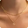 Amazon Transfronterizo Nuevo Collar con Colgante de 26 Letras de Oro de 18K Cadena de Clavícula en Capas Moderna y Exquisita Juego de Dos Piezas para Mujer