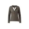 Camisa Henly Heyhenry Estilo Preppy Color Contrastante Manga Larga Camiseta Mujer Primavera y Otoño Nuevo Empalme Falso Dos Piezas Top Ajustado