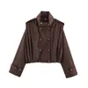 ZA Ropa de Mujer para Comercio Exterior Europeo y Americano AliExpress Más Vendido Chaqueta Corta Impermeable Doble Botonadura