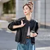 Chaqueta de Cuero Redonda Elegante 2026 para Mujer, Nueva de Primavera y Otoño, Corta, Holgada, Casual, Versátil, Chaqueta Biker para Mujeres Petitas