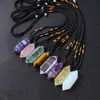 Colgante de Columna de Cristal de Doble Punta Rosa Morado Blanco de Donghai Collar de Prisma Hexagonal de Cristal Joyería de Piedra de Cristal Transfronteriza