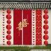 Decoração de Varanda de Pátio de Casamento Decoração de Quarto de Casamento Decorações de Casamento Tira Longa de Palavras Felizes Pano Pendurado Quarto Lanternas de Flores 3D Festivo