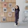Ropa de Moda para Niños de Fondo Alto 2025 Invierno Nuevo Falda para Niñas Suéter Cuello Alto Vestido Base de Longitud Media