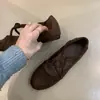 Zapatos Mary Jane de Diseñador de Nicho para Mujer, Primavera 2026 Vintage Ante Punta Redonda Bailarinas Planas