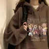 Sudadera fina con capucha de largo medio para mujer en otoño e invierno Nuevo estilo Estilo holgazán Top jersey suelto Chaqueta