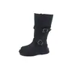 Botas Altas Retro con Hebilla para Niñas 2026 Otoño/Invierno Nuevas Punta Redonda Botas de Montar para Niña Niños Medianos y Grandes Botas Altas