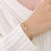 Estilo Europeu e Americano Ins Moda Hip-Hop Elemento Geométrico Empilhado Simples Corrente Nua Aço Titânio Banhado Ouro 18K Conjunto Pulseira Colar