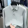 Camisa POLO de Solapa de Manga Larga para Hombre de Otoño, Top para Hombre con Estampado de Logo de Letra, Camiseta Casual para Hombre, En Stock, Dropshipping