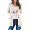 Outono e Inverno 2024 Novo Cardigan Feminino Casual Amazon Europeu e Americano Cor Sólida Botão Torcido Suéter Cardigan