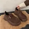 Sapatos Birkenstock de sola grossa estilo retrô britânico para mulheres, novidade outono 2026, tamancos com aumento de altura, sapatos de salto único com corte profundo