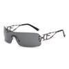 Gafas de sol sin montura huecas Bella estilo europeo y americano Y2K Milenial Chicas populares Gafas sin montura de borde cortado Nuevas Gafas Transfronterizas