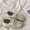 Zapatos Deportivos Casuales Versátiles de Mujer Beige Retro Nuevos para Primavera y Otoño, con Cordones, Cómodos, Modernos, Planos para Mujer