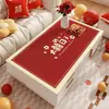 Mantel rojo nuevo con temática de boda, diseño festivo, impermeable y resistente al aceite, no requiere lavado, apto para mesas de sala y comedor