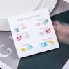 Set de Aretes Dulces, Frescos y Lindos de Primavera y Verano para Una Semana con Corazón Femenino, Agujas de Imitación Plateada, Accesorios de Oreja Pequeños y Versátiles para el Día a Día
