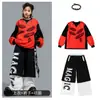 Ropa Moderna para Niños de Street Dance Conjunto de Pantalones con Estampado de Doble Letra Hip-Hop para Niños Disfraz de Percusión Hip-Hop para Niños