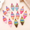 Juguete de Comida Artificial de Resina de 6 Colores Mixtos Colgante de Cono de Helado Multicolor de Fresas Pulsera DIY Llavero Accesorios de Joyería