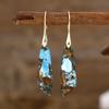 Pendientes colgantes geométricos de piedra del emperador bohemio transfronterizos, pendientes de joyería de piedra natural populares de Europa y América.