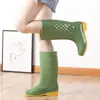 Botas de lluvia transparentes de gel moda zapatos impermeables engrosados botas de lluvia altas para adultos Zapatos de goma de trabajo para mujer cubrezapatos antideslizantes para cocina