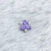 Pendientes de Flor de Tres Pétalos de Aleación de Titanio F136 Circonita Joyería para Piercing de Labio, Lengua, etc. Rosca Interna de Titanio G23 Cabeza
