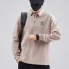 Camiseta Manga Longa Marca da Moda Masculina Nova Primavera 2025 Casual Versátil para Homens de Meia-Idade e Jovens Camisa Polo Lisa com Gola para Homens